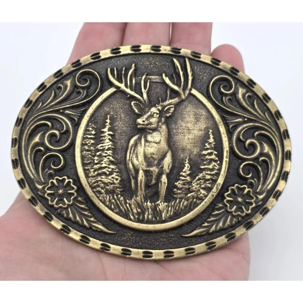 Heritage Montana Silversmiths Outdoor Series‎ Wild Stag Carved Metal Buckle